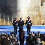 Javier Milei durante una actividad oficial vinculada a la conmemoración del Día de la Bandera en Rosario. Foto de archivo.