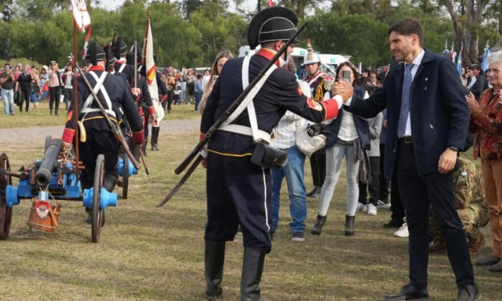 El gobernador de Santa Fe, Maximiliano Pullaro, durante su discurso en el acto conmemorativo por el 180° aniversario de la Batalla de Punta Quebracho.