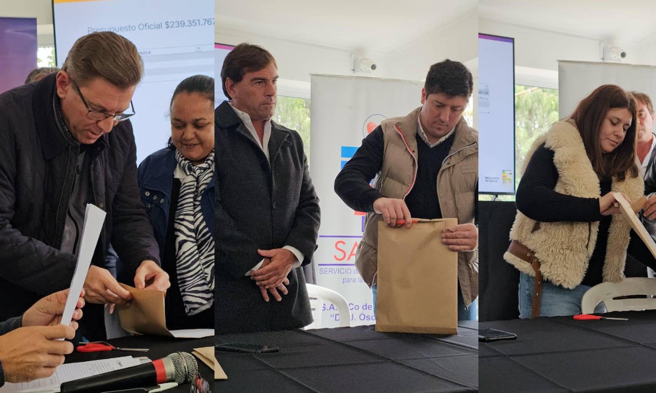 Autoridades provinciales y representantes institucionales participaron de la apertura de sobres para una obra destinada a mejorar la infraestructura sanitaria del SAMCo de San Justo.