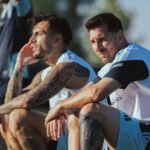 Jugadores de la Selección Argentina durante una sesión de entrenamiento en Estados Unidos, en la etapa final de preparación para una competencia internacional.