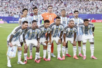 Formación titular de la Selección Argentina antes de un partido de la Copa Mundial 2026. Foto: archivo.