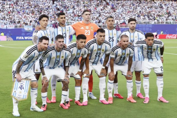 Formación titular de la Selección Argentina antes de un partido de la Copa Mundial 2026. Foto: archivo.