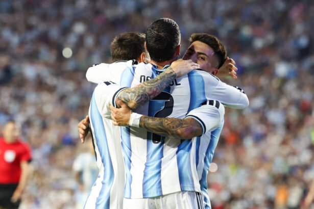 La Selección Argentina comparte un momento de celebración en el campo de juego, reflejo del espíritu de equipo que caracteriza al conjunto nacional. (Foto: archivo).