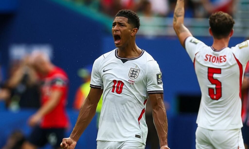 Jude Bellingham celebra el gol que le dio a Inglaterra la clasificación a las semifinales del Mundial 2026 tras vencer a Noruega en tiempo suplementario.