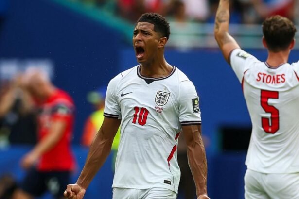 Jude Bellingham celebra el gol que le dio a Inglaterra la clasificación a las semifinales del Mundial 2026 tras vencer a Noruega en tiempo suplementario.