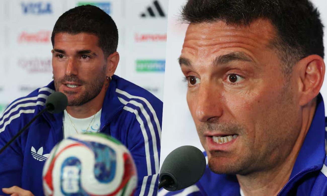 Lionel Scaloni y Rodrigo De Paul brindan la conferencia de prensa previa al partido de la Selección argentina por los 16avos de final del Mundial 2026.