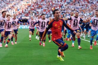 Ferran Torres celebra el gol que le dio la victoria a España en la final del Mundial 2026. Foto de archivo.
