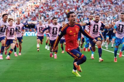 Ferran Torres celebra el gol que le dio la victoria a España en la final del Mundial 2026. Foto de archivo.