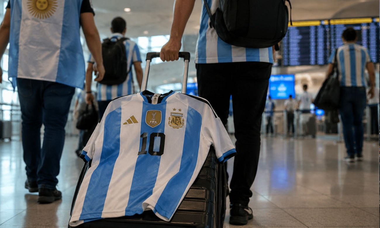 Hinchas argentinos preparan su viaje hacia Estados Unidos para acompañar a la Selección en la final del Mundial 2026. Foto de archivo