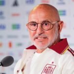 Luis de la Fuente durante una conferencia de prensa al frente de la selección de España. Foto de archivo.