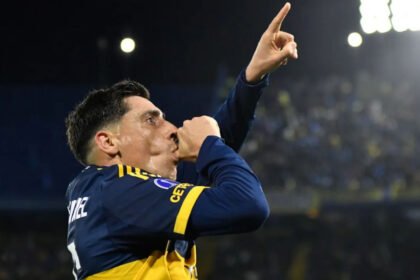 Miguel Merentiel celebra un gol con la camiseta de Boca Juniors durante un partido oficial. Imagen de archivo.