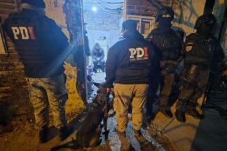 Uno de los domicilios allanados durante el operativo de la Policía de Investigaciones (PDI) realizado en distintos puntos de San Justo.