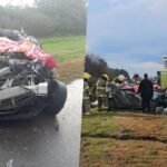 Operativo de emergencia desplegado tras el choque fatal ocurrido sobre la autopista Santa Fe-Rosario, a la altura de Monje.
