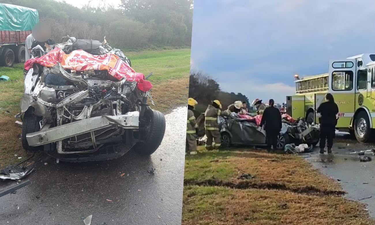 Operativo de emergencia desplegado tras el choque fatal ocurrido sobre la autopista Santa Fe-Rosario, a la altura de Monje.