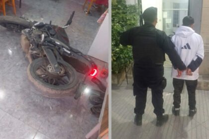 Una persecución policial terminó con una motocicleta incrustada en una vivienda de Santa Fe. Un joven de 18 años fue detenido y otro sospechoso logró escapar por los techos.