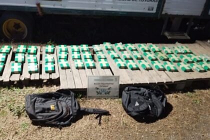 La droga secuestrada por Gendarmería durante el operativo en la Ruta Nacional 34, a la altura de Totoras. El cargamento superaba los 52 kilos de cocaína.
