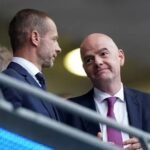 Los presidentes de la FIFA, Gianni Infantino, y de la UEFA, Aleksander Čeferin, durante un evento oficial. Foto de archivo.