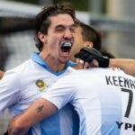 Los Leones, protagonistas del seleccionado argentino masculino de hockey sobre césped en una competencia internacional.