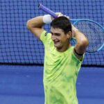 Mariano Navone, durante uno de sus partidos en el circuito profesional de tenis.
