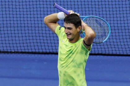 Mariano Navone, durante uno de sus partidos en el circuito profesional de tenis.