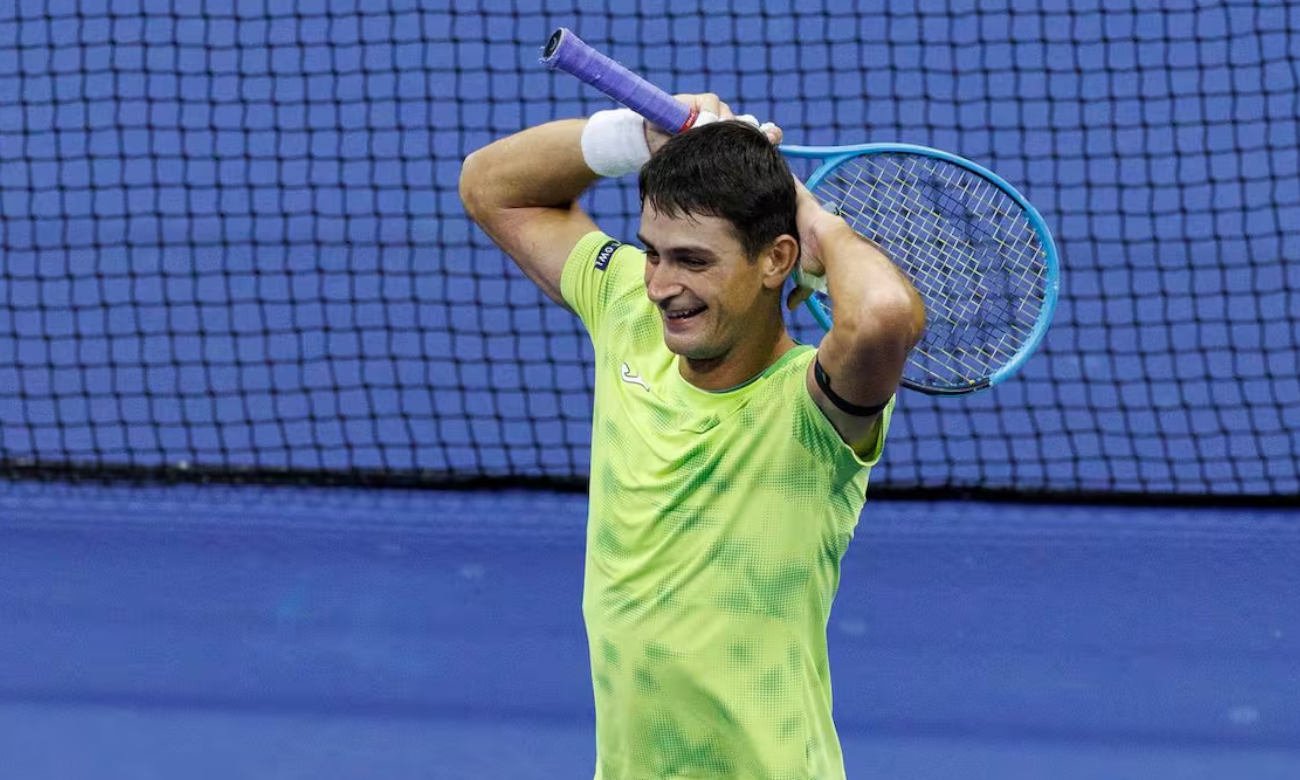 Mariano Navone, durante uno de sus partidos en el circuito profesional de tenis.