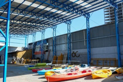 Obras de infraestructura en el Club Náutico Azopardo de Santa Fe, donde se realizan mejoras para recibir delegaciones durante los Juegos Suramericanos Santa Fe 2026.