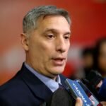 El ministro de Economía de Santa Fe, Pablo Olivares, durante una conferencia de prensa. El funcionario provincial analizó distintos aspectos de la situación económica y previsional de la provincia. Foto de archivo.
