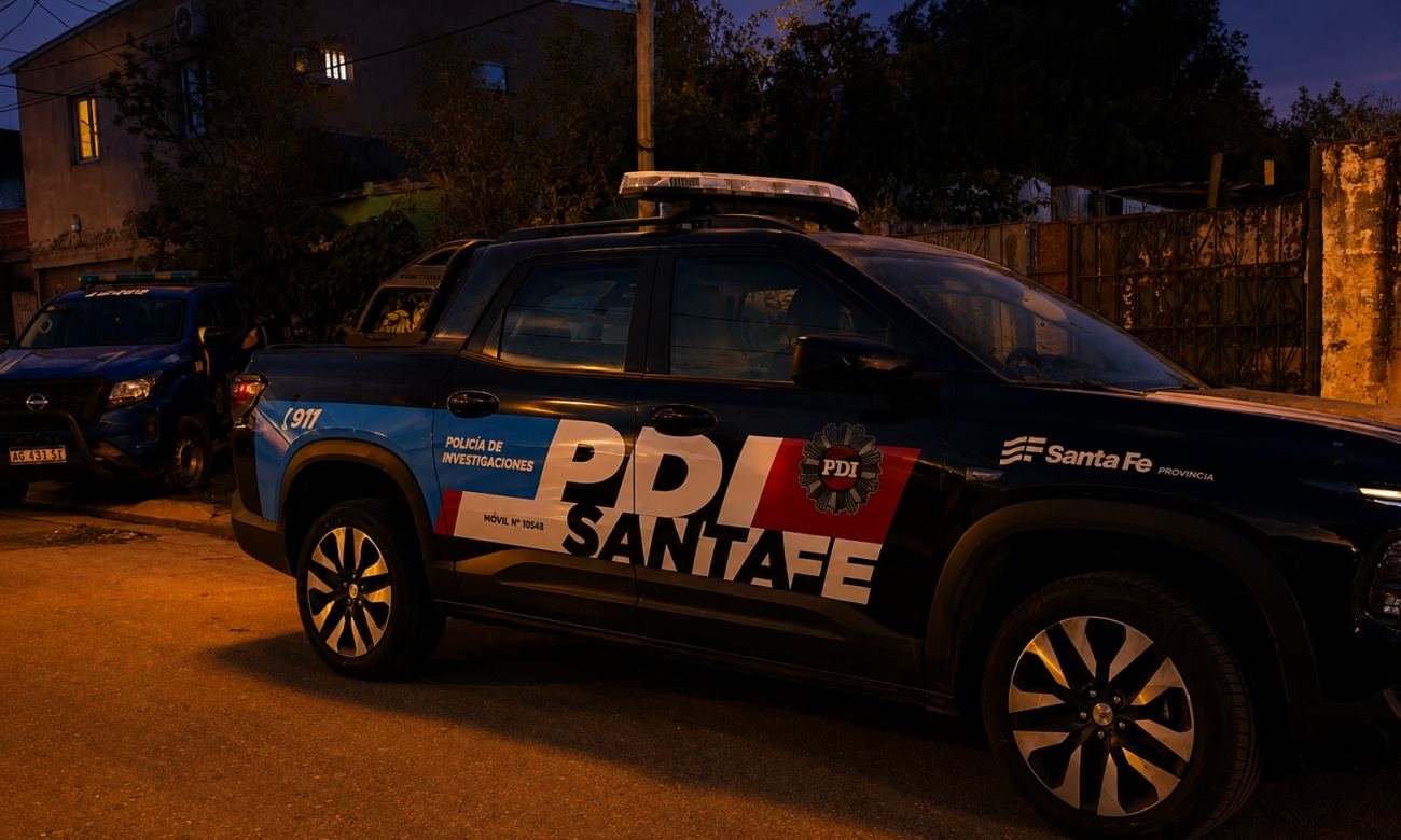 Móvil policial de la PDI Santa Fe durante tareas operativas. Imagen ilustrativa de los trabajos de investigación que desarrolla la fuerza en la provincia. Foto de archivo.