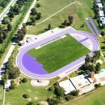 Recreación ilustrativa de cómo lucirá la pista de atletismo del CARD una vez finalizadas las obras de renovación, con superficie homologada para competencias internacionales.
