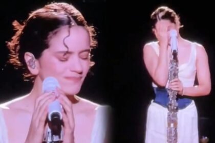 Rosalía durante una presentación musical en vivo ante sus seguidores. Foto de archivo.