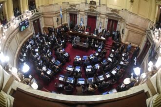 Vista del recinto de la Cámara de Senadores de la Nación durante una sesión legislativa en el Congreso Nacional. Foto de archivo.
