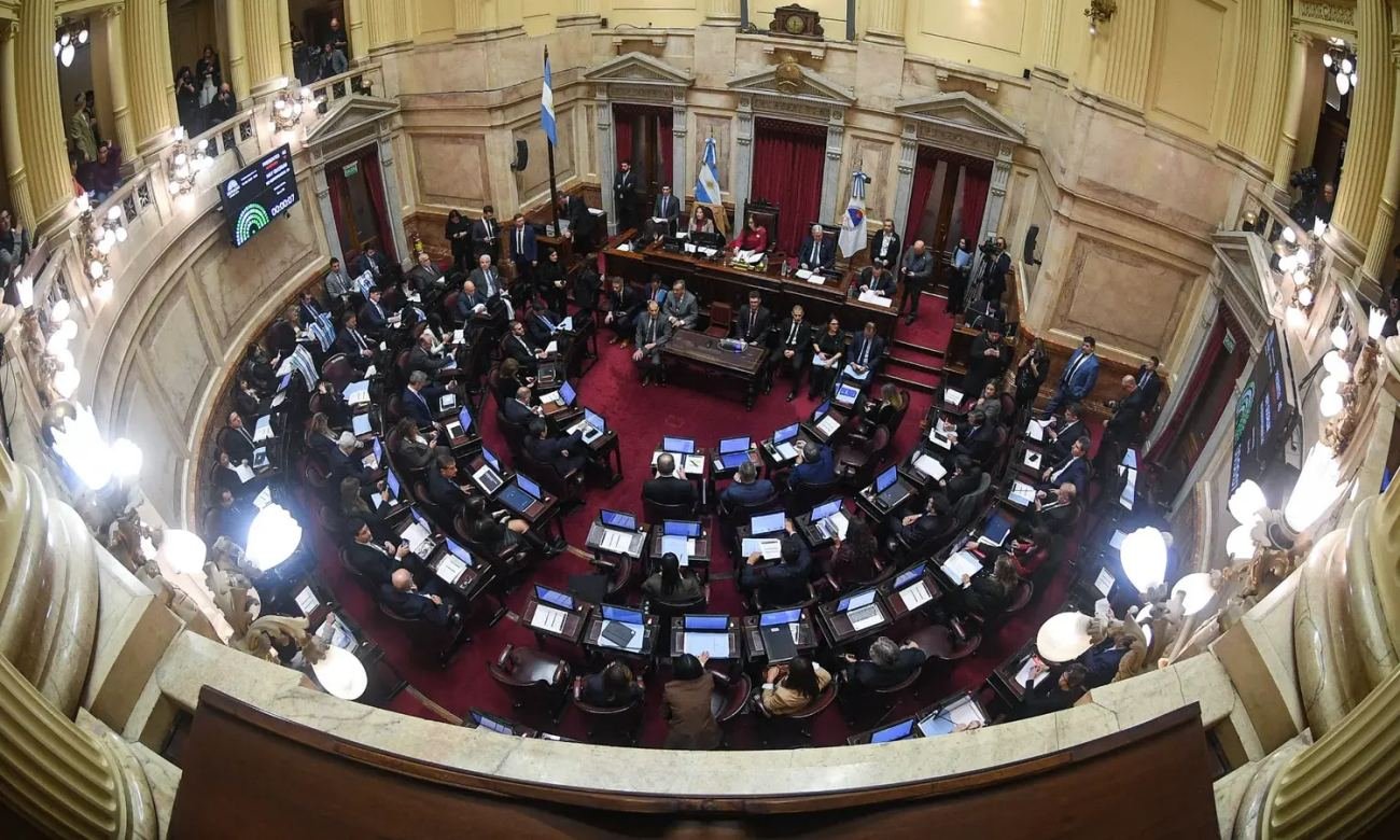Vista del recinto de la Cámara de Senadores de la Nación durante una sesión legislativa en el Congreso Nacional. Foto de archivo.