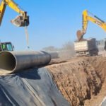 Obras del Acueducto Biprovincial que permitirá ampliar el abastecimiento de agua potable en localidades de Santa Fe y Córdoba.