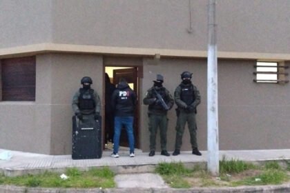 Domicilio de barrio Barranquitas donde la PDI realizó el allanamiento en el marco de una investigación por amenazas. Foto: PDI Santa Fe.