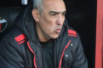 Iván Delfino, durante un partido de Colón