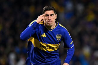 Miguel Merentiel, delantero de Boca Juniors, durante un partido del equipo argentino.