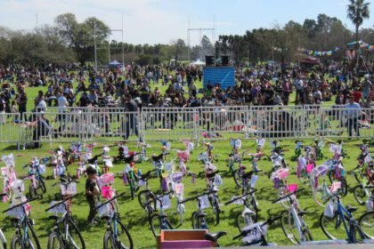 Miles de familias disfrutaron del festejo del Día del Niño en el Parque Linda Vista de Puerto General San Martín, con juegos, espectáculos, sorteos de bicicletas y juguetes y entrega de más de 10.000 bolsitas de golosinas.