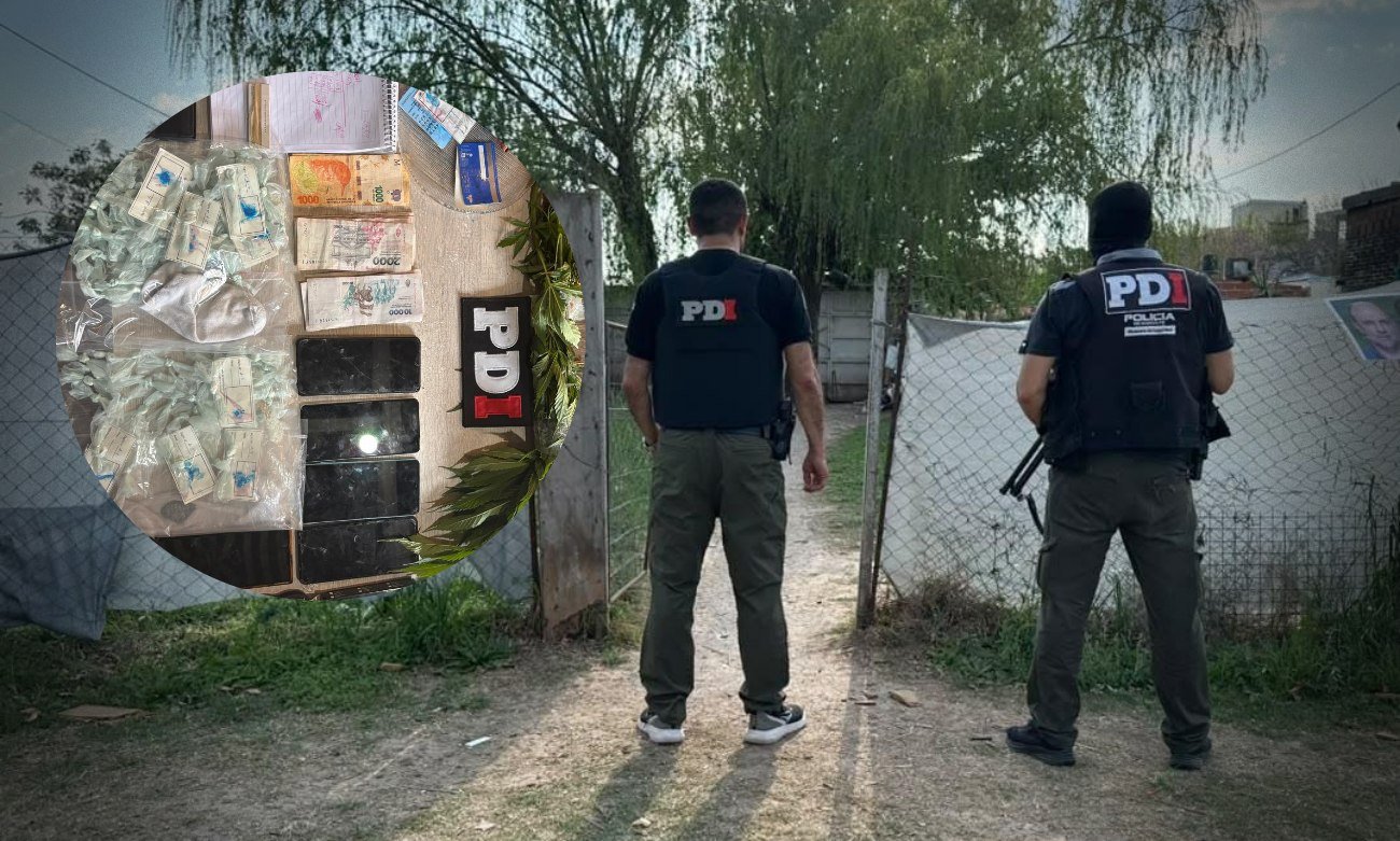 Allanamientos de la PDI en Rafaela: seis personas fueron detenidas y se secuestraron cocaína, dinero y celulares. Foto: PDI.