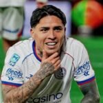 Facundo Farías celebra el gol del empate de San Lorenzo ante Independiente por la novena fecha del Torneo Clausura 2026.