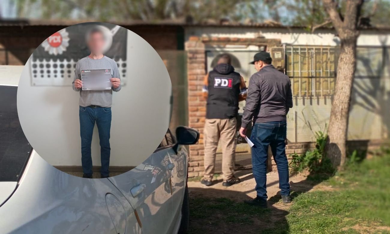 El domicilio allanado en Sarmiento, donde la Policía de Investigaciones detuvo al tarotista y secuestró elementos vinculados a la investigación por una presunta estafa.