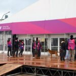 El acceso al comedor de la Villa Suramericana, donde las delegaciones contarán con servicio gastronómico durante toda la jornada.