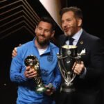 Alejandro Domínguez y Lionel Messi, durante un encuentro vinculado al fútbol sudamericano. Foto de archivo.