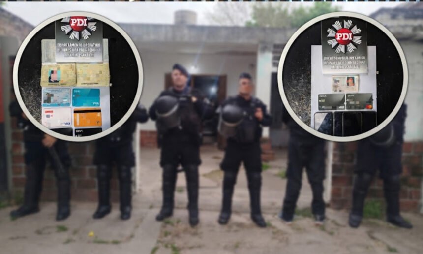 La PDI realizó dos allanamientos en Santa Fe por una investigación de hurto y estafa, secuestró documentación y tarjetas bancarias y aprehendió a una mujer de 37 años.