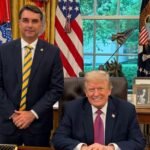 Donald Trump y Flávio Bolsonaro durante un encuentro político. Foto de archivo.