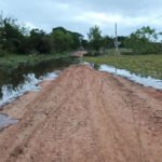 Calle anegada en Las Toscas por el avance del agua durante la creciente. Foto: gentileza.