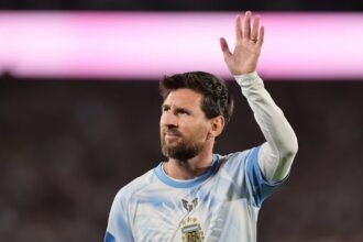 Lionel Messi, capitán de la Selección argentina, durante una de sus presentaciones con la camiseta albiceleste.