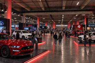 Exhibición de vehículos en una muestra del sector automotor. Los salones del automóvil reúnen novedades tecnológicas, modelos clásicos y deportivos.