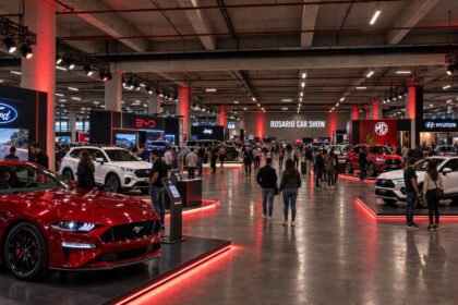 Exhibición de vehículos en una muestra del sector automotor. Los salones del automóvil reúnen novedades tecnológicas, modelos clásicos y deportivos.