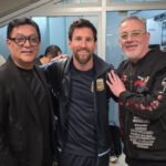 Sergio Torres y Darío Zanco junto a Lionel Messi durante la despedida del capitán de la Selección Argentina en el estadio Monumental.