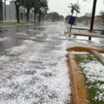 El temporal cubrió de granizo calles y espacios públicos de Ataliva y provocó importantes daños en la localidad del departamento Castellanos. Foto: FM Aries Ataliva.